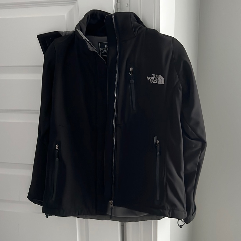 North face summit series fleece lined black jacket and detachable hood